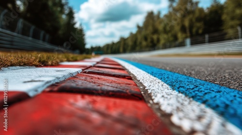 “infinity asphalt roadway with vibrant markings for travel and motorsport concepts”