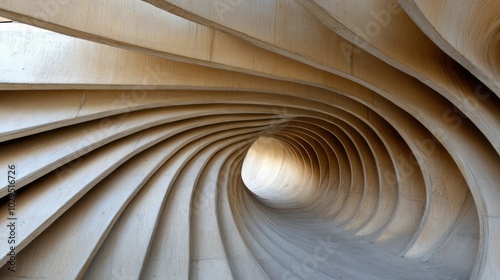 Abstract wooden tunnel design for modern architecture and creative spaces photo