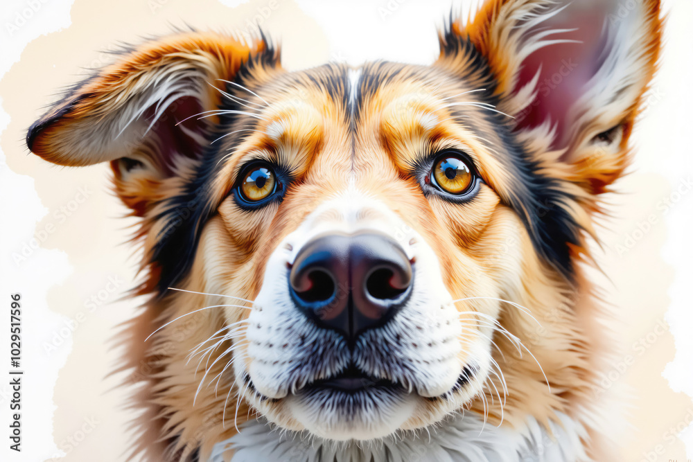 Beautiful dog looking curious with tilted head Beautiful dog looking curious with tilted head
