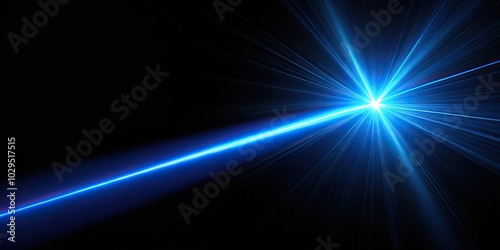 Obraz na płótnie Panoramic reflective blue laser light ray on black background w salonie
