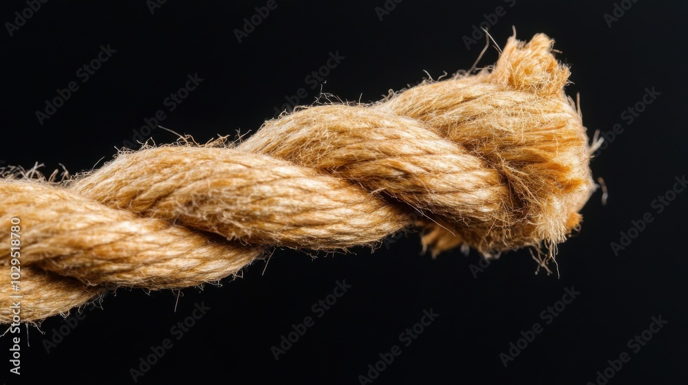 Frayed rope on black background for design projects and media Frayed rope on black background for design projects and media