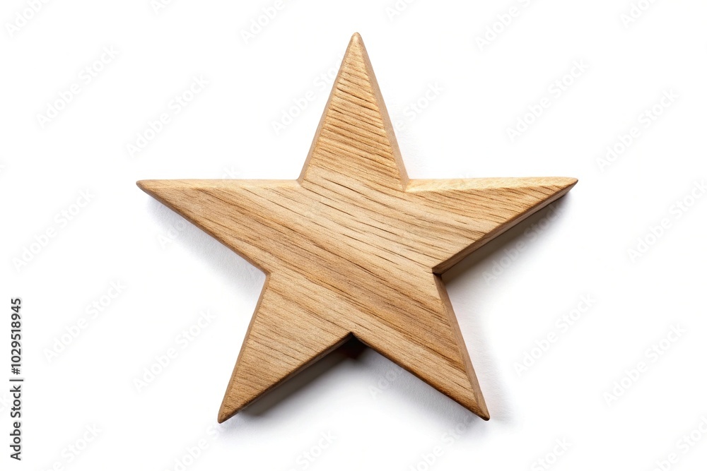 Wooden star on white background