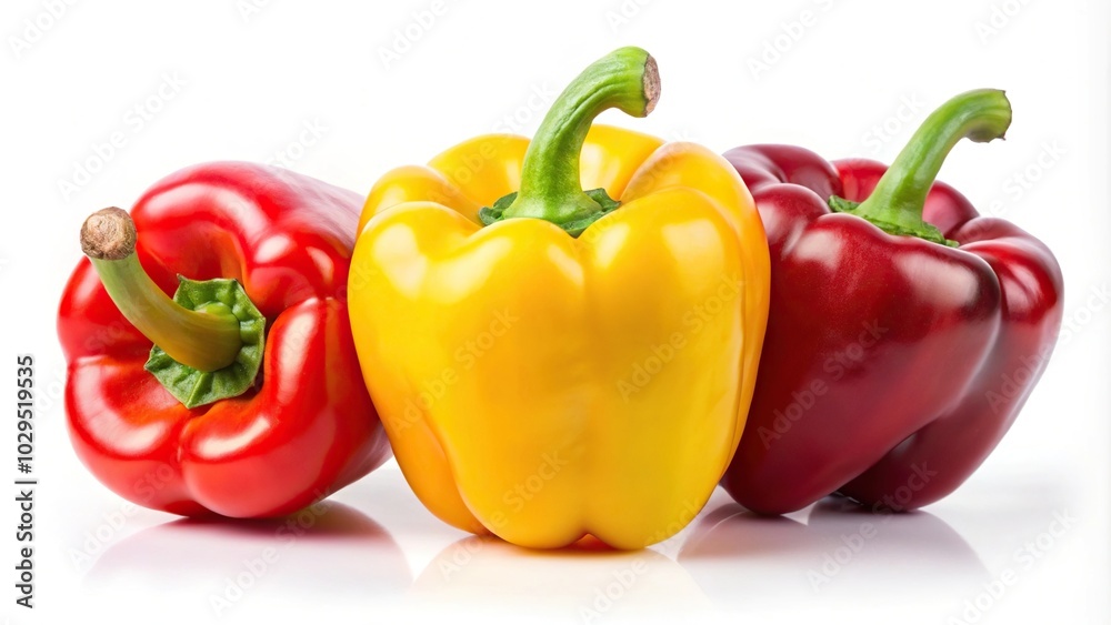 Yellow and red peppers isolated on white background Yellow and red peppers isolated on white background