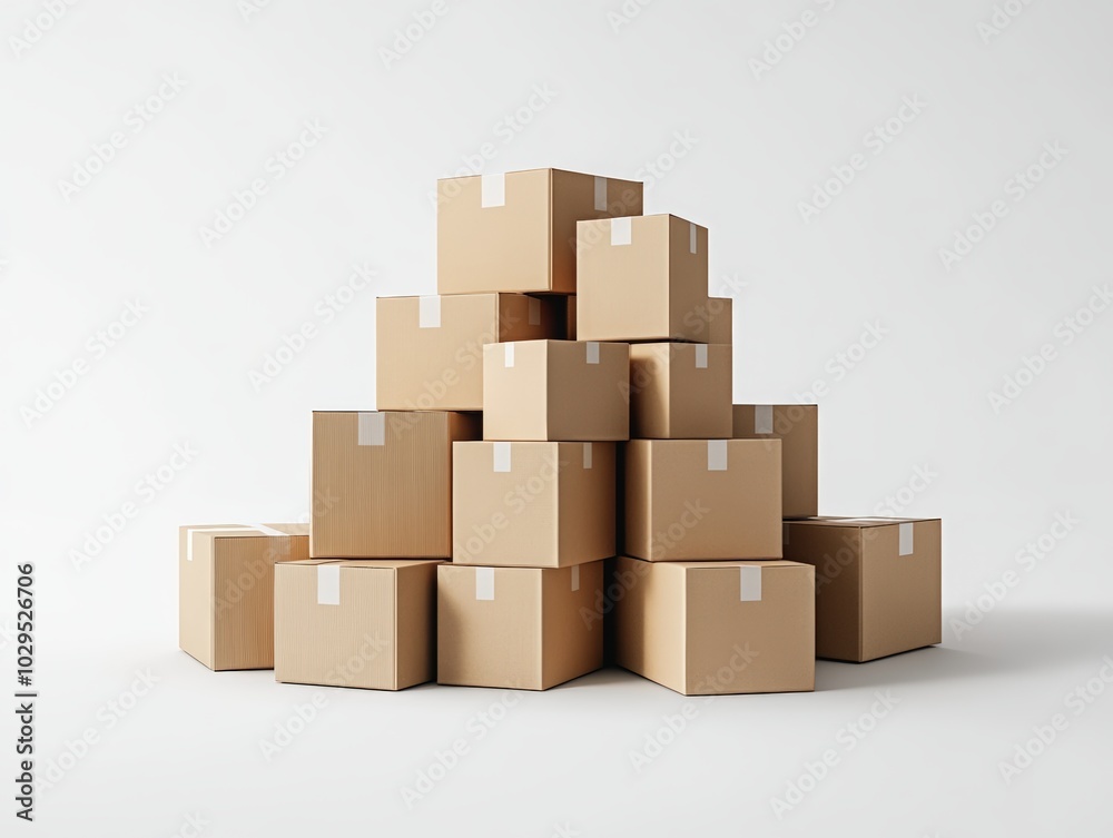 Stacked cardboard boxes on a white isolate background. Stacked cardboard boxes on a white isolate background.