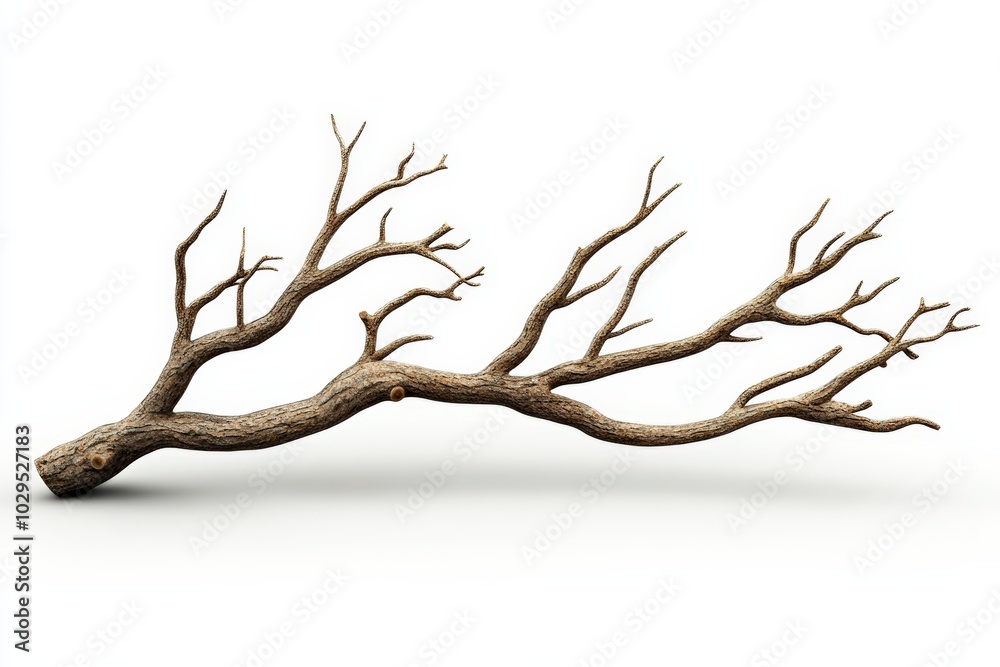 Dry tree branch with intricate structures on a white isolated background. Dry tree branch with intricate structures on a white isolated background.