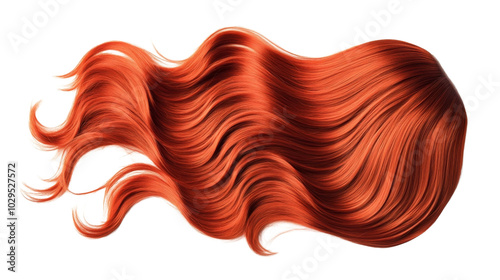 Wavy Red Hair Isolated on Background.