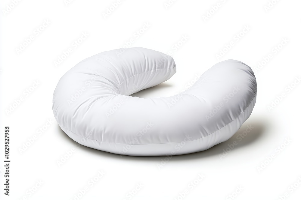 Curved white pillow on white isolate background. Curved white pillow on white isolate background.