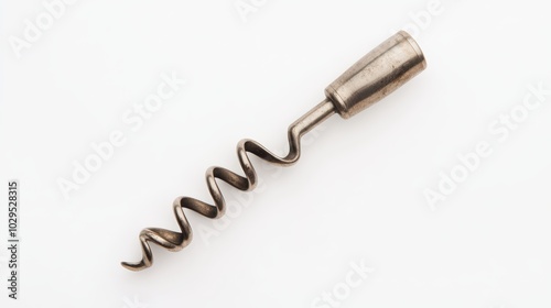 Corkscrew wine opener isolated on a white background.