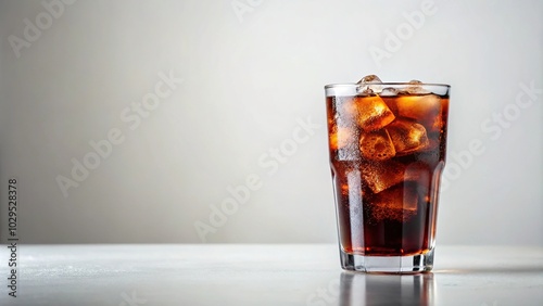 Refreshing glass of soda with ice