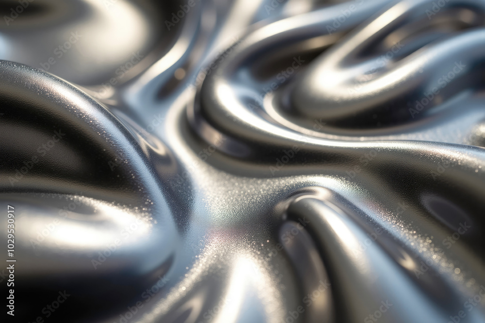 Silver liquid metal texture forming abstract wavy pattern Silver liquid metal texture forming abstract wavy pattern