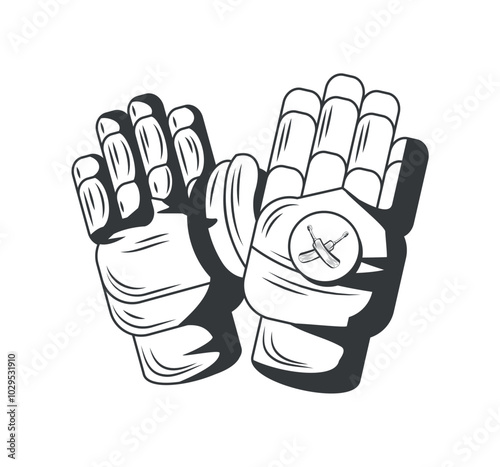 cricket sport gloves sketch style