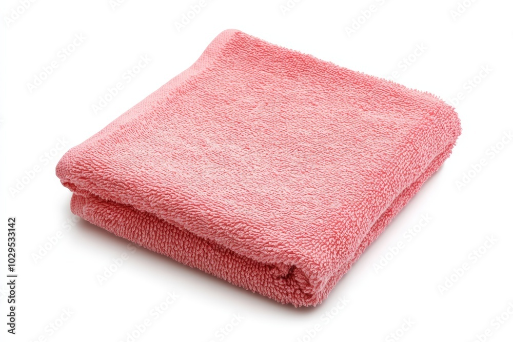 Folded pink towel on a white isolate background. Folded pink towel on a white isolate background.