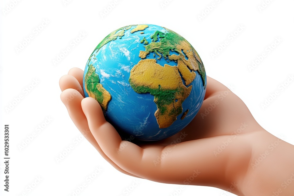 Hand holding a globe, symbolizing care for the Earth. Hand holding a globe, symbolizing care for the Earth.