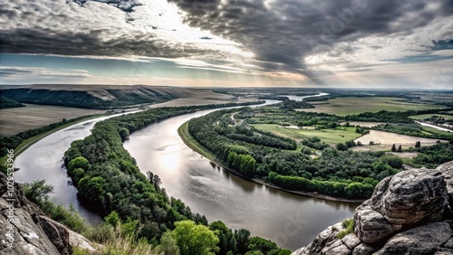 Panoramic View of Frenchman River Valley from Jones Peak, Saskatchewan Landscape Photography photo