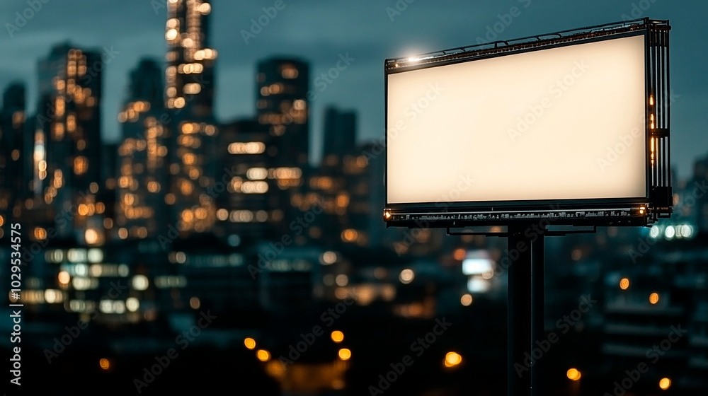 Empty billboard at night
