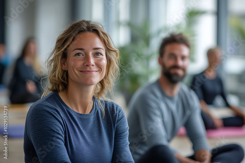 Health and fitness gathering in a modern corporate setting