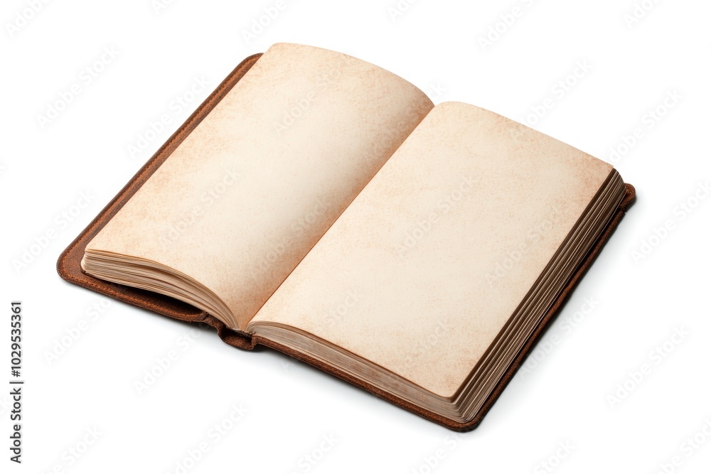 Open blank book on white background, suitable for writing or sketching. Open blank book on white background, suitable for writing or sketching.