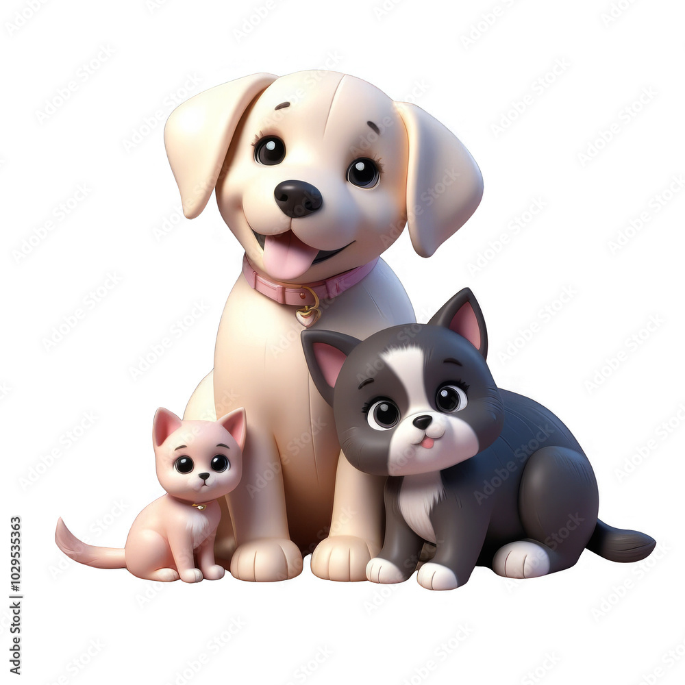 Fototapeta premium Playful Puppy and Kitten in Studio