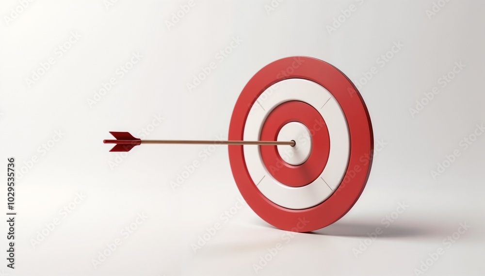 Red and White Bullseye Target with Arrow in Center Representing Achievement Red and White Bullseye Target with Arrow in Center Representing Achievement
