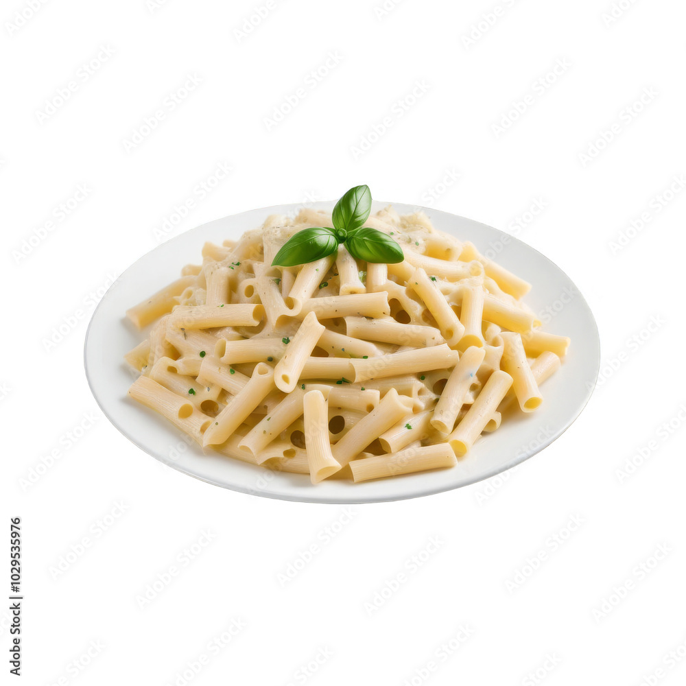 Delicious Alfredo Pasta on White Plate Delicious Alfredo Pasta on White Plate