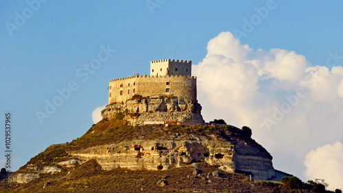 view of the castle of Curiel Peñafiel Valladolid tourism Spain clouds