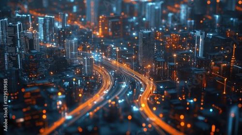 Wallpaper Mural Smart city technology image with checkpoint communication network Torontodigital.ca