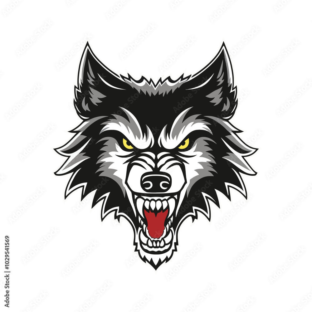 Fototapeta premium Angry Wolf head Vector Design