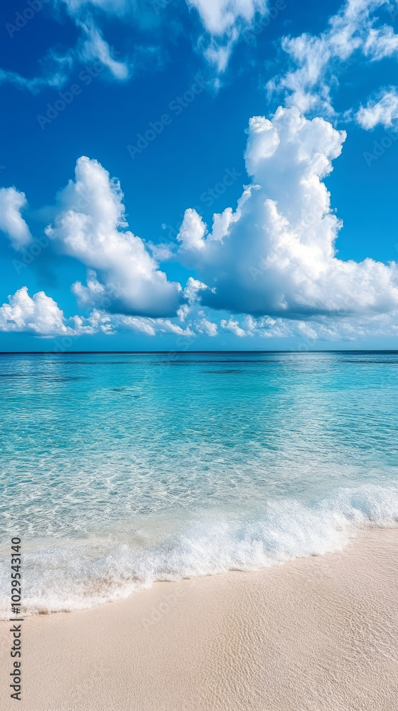Serene Tropical Beach with Crystal Clear Water and Vibrant Blue Skies Serene Tropical Beach with Crystal Clear Water and Vibrant Blue Skies