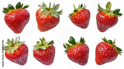 Fresh Strawberries Arranged in a Collection on a White Background Generative AI