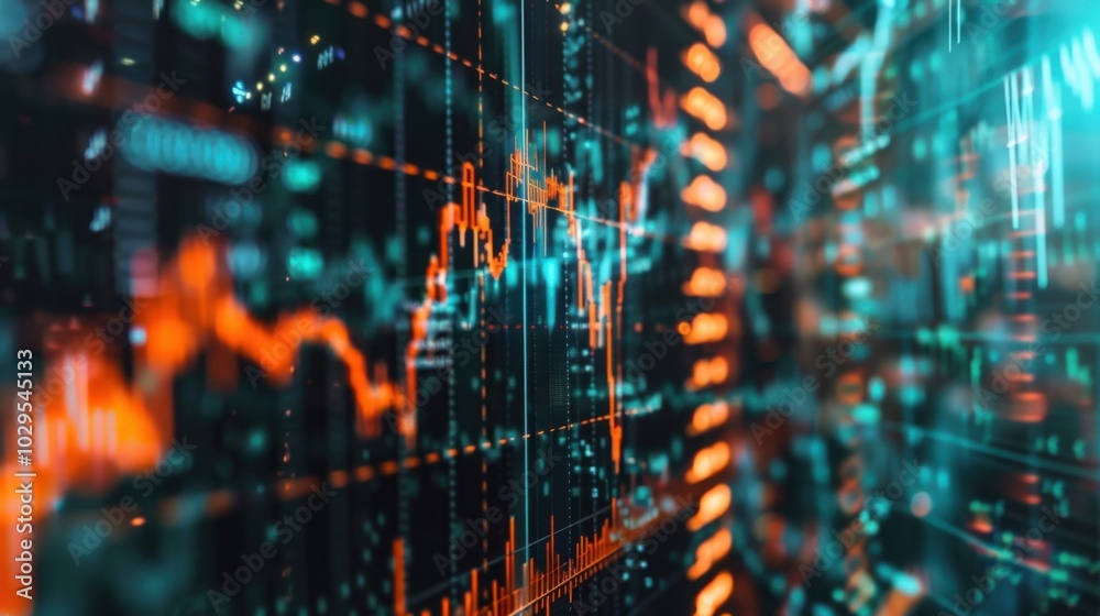 Naklejka premium Digital Data Visualization with Colorful Graphs and Lines