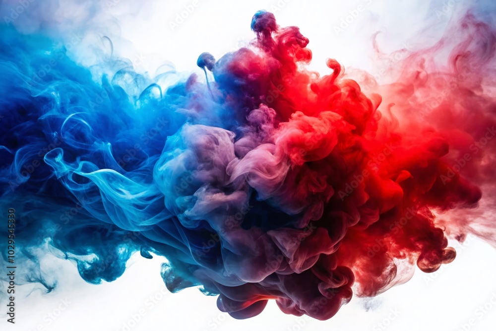 Obraz premium Realistic Isolated Red and Blue Smoke Effect on Transparent Background for Urban Decoration
