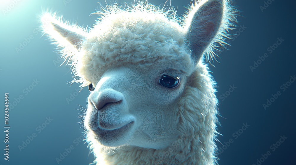 Obraz premium Realistic Alpaca Portrait with Soft Lighting