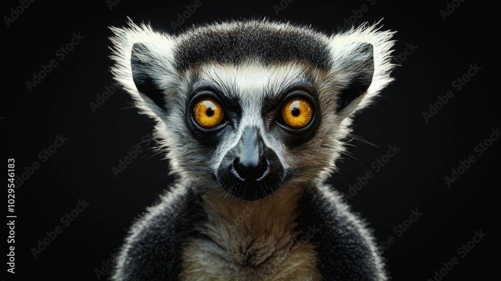 Fototapeta premium Realistic Portrait of a Lemur with Striking Eyes