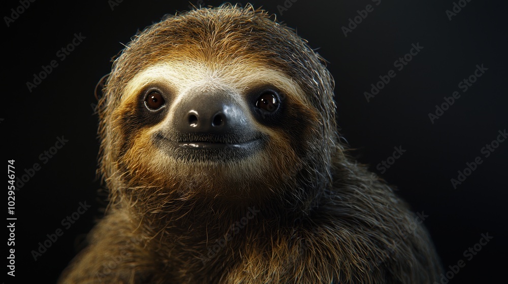 Fototapeta premium Realistic Sloth Portrait with Soft Lighting