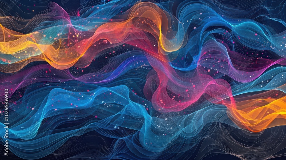 Colorful Abstract Waves with Light Effects Colorful Abstract Waves with Light Effects