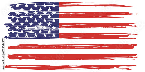 American flag grunge paint texture. USA Flag. Distressed US symbol, United States flag Vector Illustration for Celebration Holiday 4 of July American President Day.