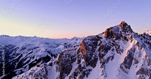  Aerial drone footage in the French Alps from Valmorel, in winter. Filmed with the Inspire 2 4K ProRes 422HQ