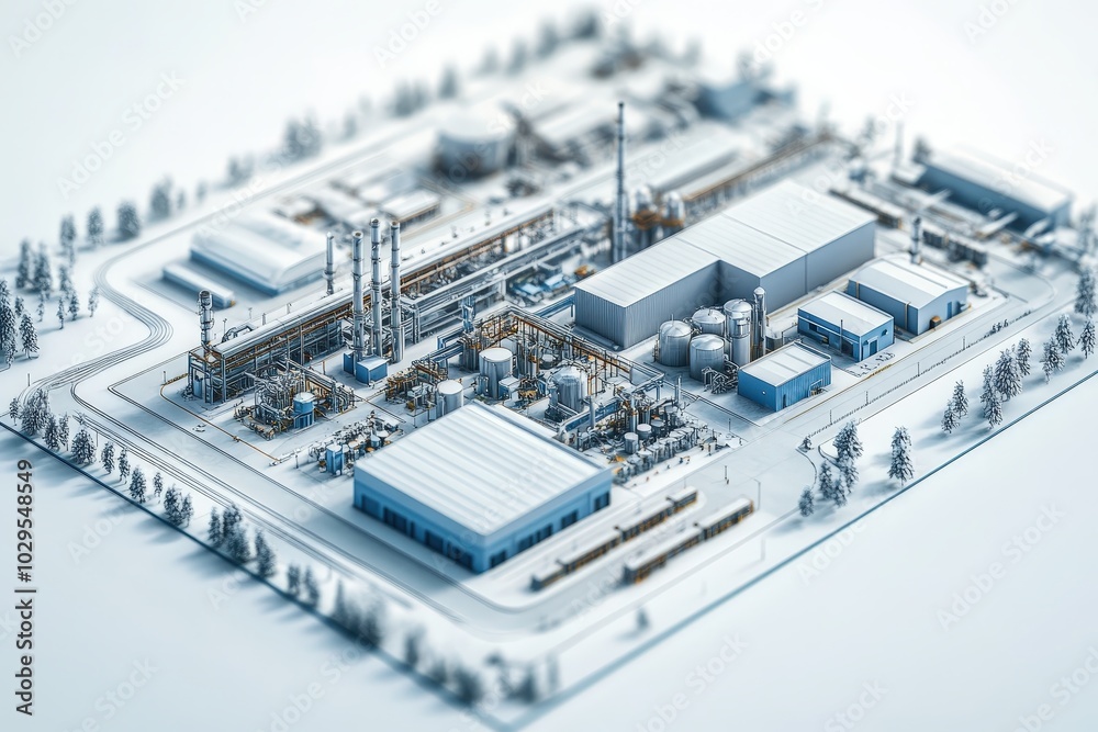 Aerial View of Modern Industrial Plant with Greenery Aerial View of Modern Industrial Plant with Greenery