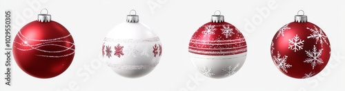 Wallpaper Mural Snow-effect transparent and red Christmas ball. Christmas decoration template. Modern illustration. Torontodigital.ca