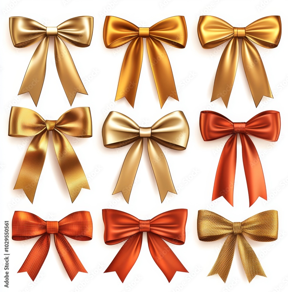 Red and gold satin ribbon on white background Red and gold satin ribbon on white background