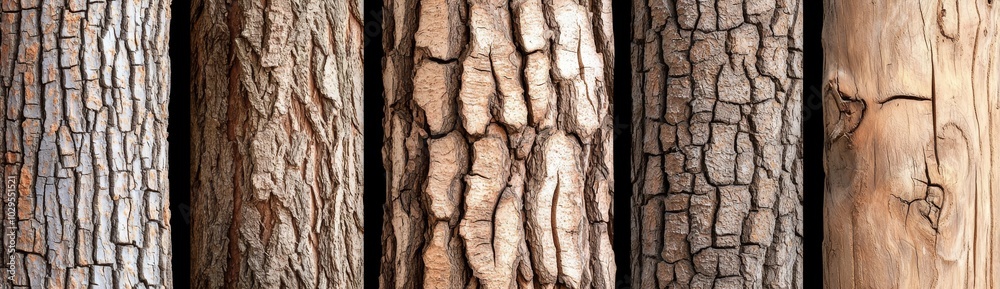 The collection of tree trunks is isolated on a white background. The collection of tree trunks is isolated on a white background.