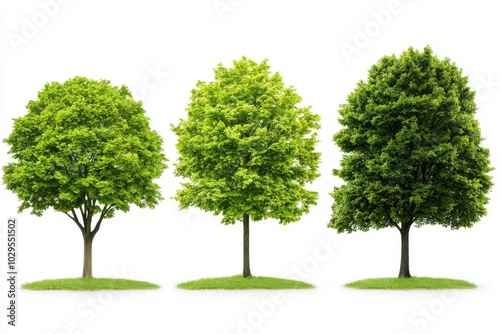 Die cut three large Dipterocapus intricatus Dyer trees isolated on white.