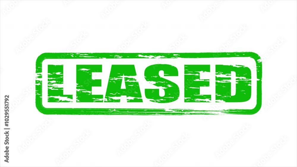 Leasing leased green square stamp, art video illustration.