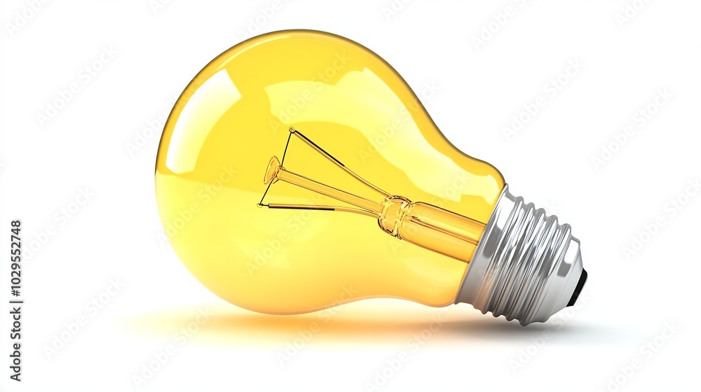 A bright yellow light bulb, designed in a simple 3D style, represents the idea of finding solutions for business problems. It symbolizes thinking, brainstorming, and new ideas. A bright yellow light bulb, designed in a simple 3D style, represents the idea of finding solutions for business problems. It symbolizes thinking, brainstorming, and new ideas.