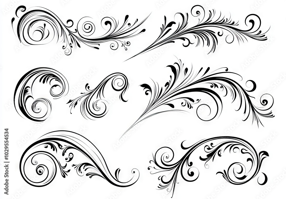 This set of calligraphic elements is editable and designed This set of calligraphic elements is editable and designed