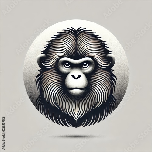 Hyper-realistic monkey logo, ultimate detail photo