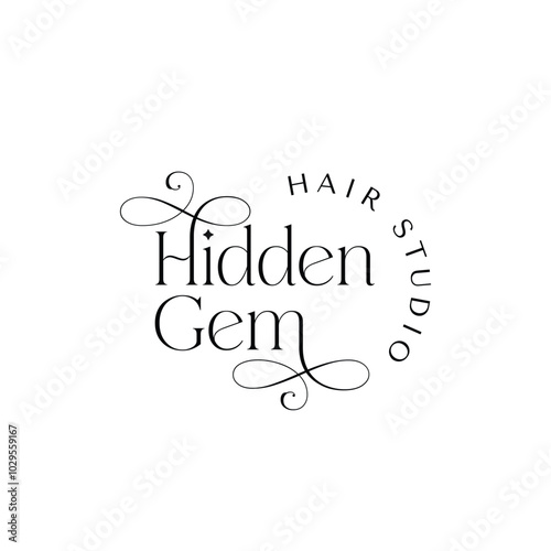 Hidden Gem hair studio skincare logo design photo