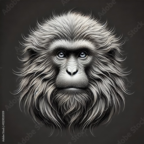 Hyper-realistic monkey logo, ultimate detail photo