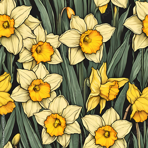 Daffodil Flower Digital Paper