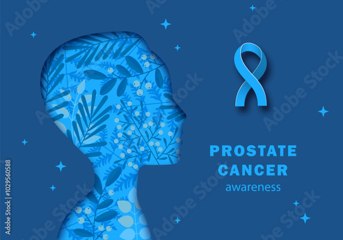 Prostate cancer awareness. Blue ribbon. Men’s health. Medical concept. Care and health. Medical Health Awareness Campaign